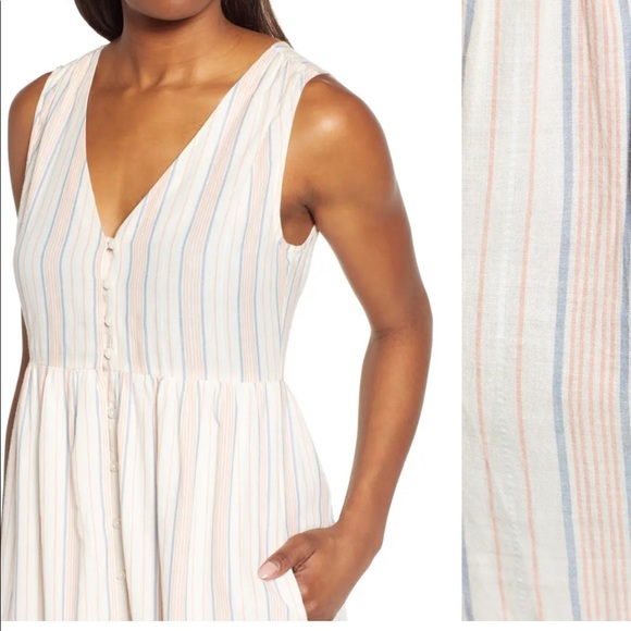 NWT lucky brand Luna cotton sun maxi dress striped summer tiered empire waist - Picture 11 of 15
